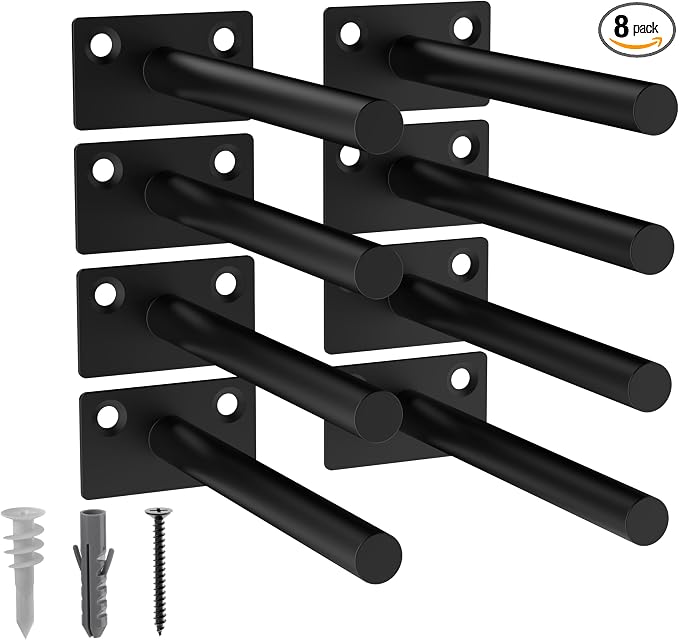 LEOPO Black 8-Pack 5 inch Floating Shelf Brackets, Hidden Shelf Bracket by FinestHomeDecor
