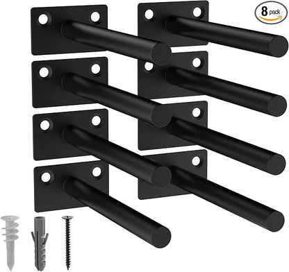 LEOPO Black 8-Pack 5 inch Floating Shelf Brackets, Hidden Shelf Bracket by FinestHomeDecor