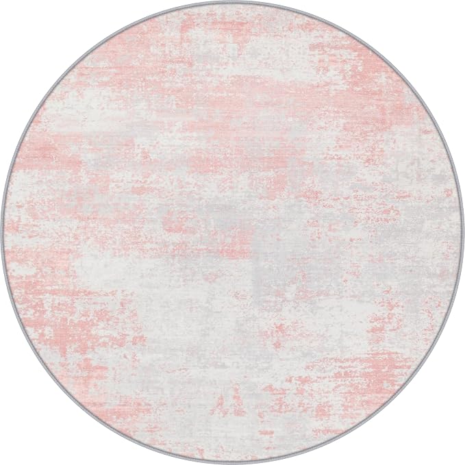 Round Area Rug Living Room: 5 ft Modern Washable Indoor Carpet | by FXRHLP