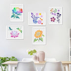18 PCS Flower Painting Stencils Reusable Stencils for Painting on Wood Rocks Canvas Fabric Glass Pottery 6.5x6.5 Inch