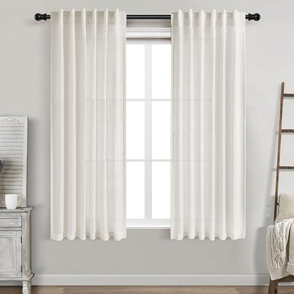 Cream Linen Curtains 63 Inches Long by Nanspring