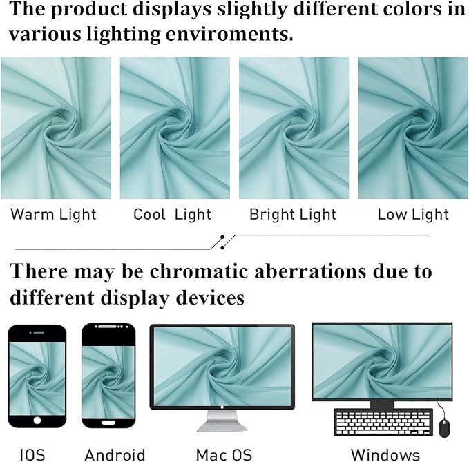 Aqua Sheer Curtains for Living Room 78 Inches Long 2 Pcs, Dual Rod Pockets - Image 4