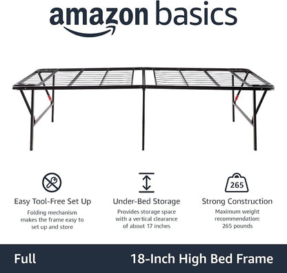 Amazon Basics Bed Frame with Storage, Foldable Metal Platform, Sturdy Steel - Image 4