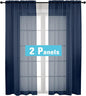 Navy Blue Sheer Curtains 2 Panel Sets 84" Inch Length by OVZME