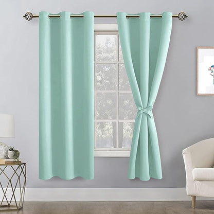 Room Darkening Window Curtains for Bedroom 2 Panels Aqua 42x72 Inch | Thermal - Image 8