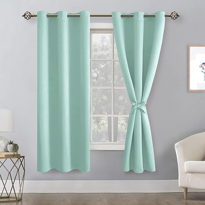 Room Darkening Window Curtains for Bedroom 2 Panels Aqua 38x63 Inch | Thermal - Image 8