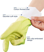 LANON 3 Pairs wahoo Skin-Friendly Cleaning Gloves, Dishwashing Kitchen Gloves with Cotton Flocked Liner, Reusable, Non-Slip, Bud Tender, Large