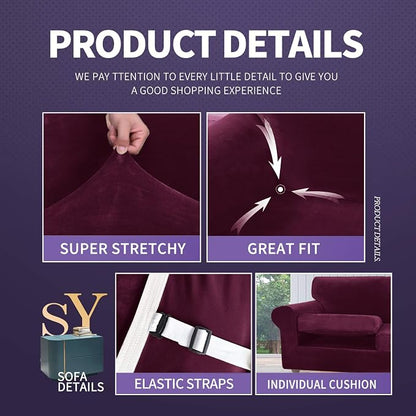 ZNSAYOTX Oversized Velvet 3 Piece Couch Cover - Image 4