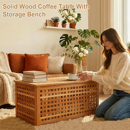 Solid Wood Entryway Bench with Storage, Large storage chest with Removable Bag - Image 8