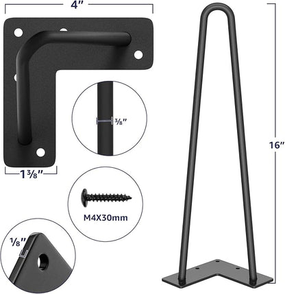 SMARTSTANDARD 16" Hairpin Furniture Legs, Metal Home DIY Projects - Image 2