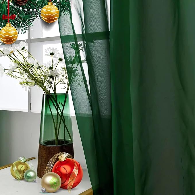 SpaceDresser Sheer Voile Window Treatment Rod Pocket Curtain Panels - Image 2