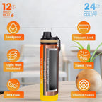 Lexlion Tea Infuser Bottle - Fruit Infusion Water Bottle 22 Oz, Triple Walled Insulated Stainless Steel Bottle, Thermal Leaf Infuser, Silicone Sleeve, 3 Lids Leakproof, Metal Mug Gallon