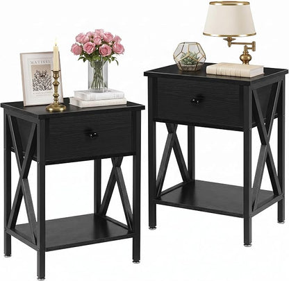 VECELO Nightstands Set of 2, Modern Bedside End Tables, Night Stands by VECELO