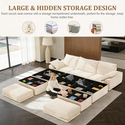 Upgrade Boneless Couch with Storage, Extra Deep&High Seat Modular Sectional - Image 4