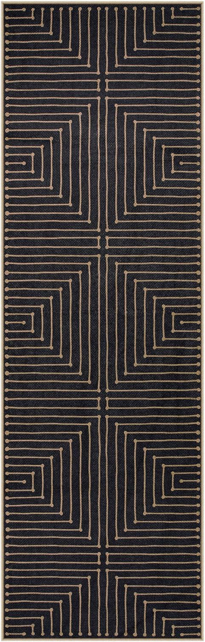 Lahome Black 2x8 Kitchen Runner, Modern Geometric Runner Rug Non Slip | - Image 7