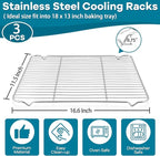 Baking Cooling Rack Set of 3, P&P CHEF Stainless Steel Cooking Roasting Drying Wire Racks, 16.6” x 11.6” Inches to Fit Half Sheet Pan, Non-toxic & Durable, Oven & Dishwasher Safe