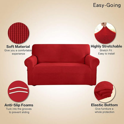 Easy-Going Stretch Oversized Sofa Couch Slipcover Washable Christmas Red | - Image 3