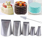 Half Row Braided Flower Piping Tips Set, BasketweavePiping Tip Set, Stainless Steel Piping Nozzles Kit, Braided DecoratingTube Set, for Pastry Cupcakes Cakes Cookies Decorating (6 Pcs)
