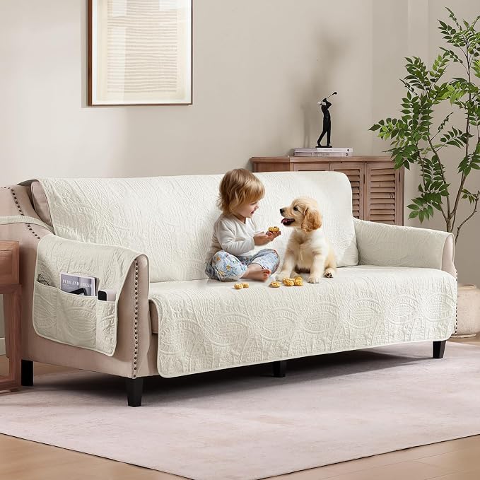 Quilted Grand Sofa Covers for 4 Cushion Couch, Couch Cover for Grand Sofa by Pamhaven