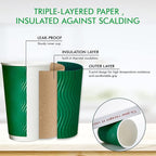 80 Count 16 OZ Coffee Cups with Lids, Insulated Ripple Wall Paper Hot Coffee Paper Cups for Hot Drinks