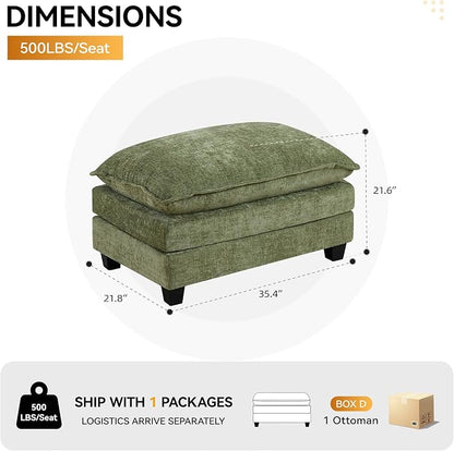 35‘’ Modern Chenille Cloud Sofa Ottoman, Rectangle Ottoman - Image 2