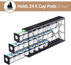 Flagship K Cup Holder Drawer 3 Tier Coffee Pod Holder for K Pod Save Space Countertop Kitchen (24 Pods Capacity)