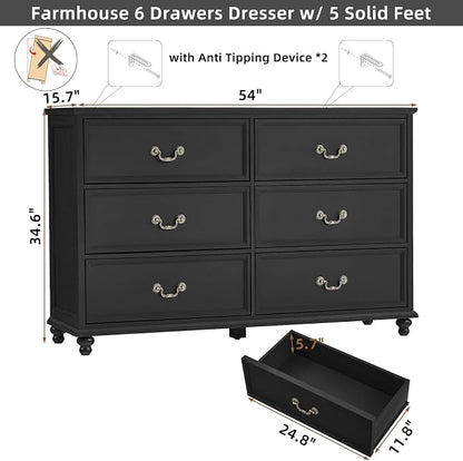 Joaxswe Farmhouse 6 Drawers Dresser - Image 2