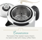 Farberware Classic Stainless Steel Coffee Percolator, 12 Cup, Silver with Glass Blue Knob, 7.28"D x 8.86"W x 10.83"H