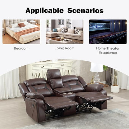 EBELLO Manual Faux Leather Loveseat Recliner, 2 Seat Reclining Sofa Chair - Image 5