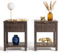 Fluted Night Stand with Golden Handle, Bedside Table with Storage Shelf by TROJMHome