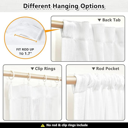 MYSKY HOME Short Curtains for Bedroom Small Windows, Light Filtering Sheer - Image 3