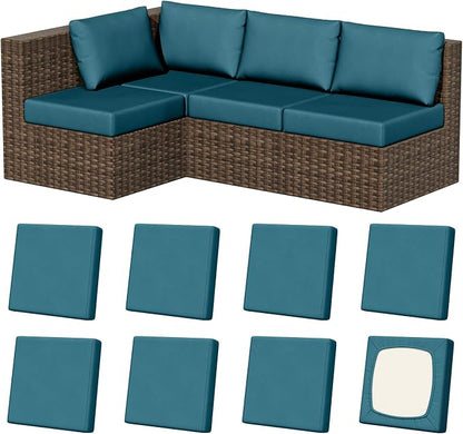 8Pcs Outdoor Cushion Covers, Stretch Patio Furniture Couch Chair Slipcovers | by VORSHAPE