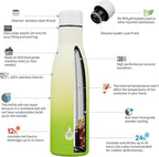 BJPKPK Insulated Water Bottle 17oz Stainless Steel Water Bottles Dishwasher Safe Reusable Metal Thermos Keep Cold and Hot,Elegant Green