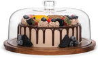 Bellsal Cake Stand with Clear Acrylic Dome Lid, 12in Acacia Wood Cake Holder with Lid, Cake Plate with Lid for Baking Gifts, Cake Display Server Tray for Birthday Party Weddings