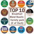 Breakfast Blend K-Cup Coffee Variety Pack, Top 10 Brands, Light & Medium Roast, 20 Count,