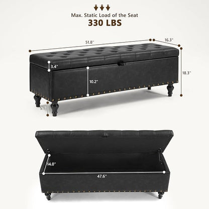 Mangodan 50" Storage Ottoman Bench, Tufted Ottoman - Image 2