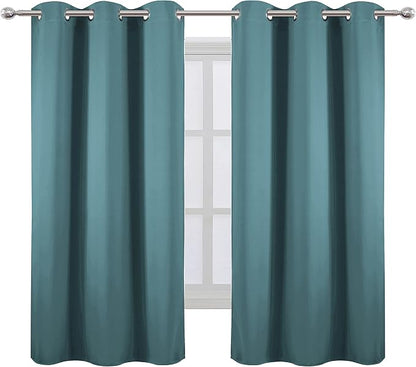 Sea Teal Blackout Curtains 40 x 63 Inch Length/Set of 2 Curtain Panels/Thermal - Image 2