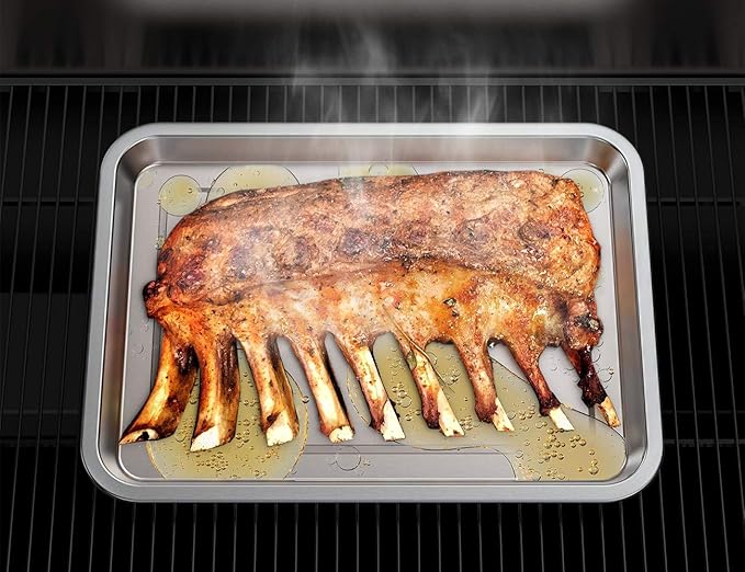 only fire Stainless Steel Baking Sheet with Rack Roasting Pans for Smokers and Pellet Grills Great Kitchen Baking Accessories