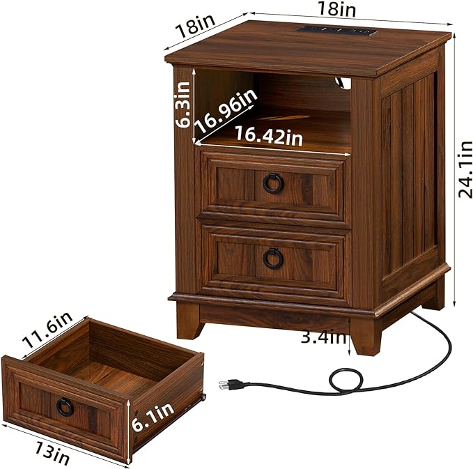 Joaxswe 18" Farmhouse Night Stands Set of 2 - Image 3