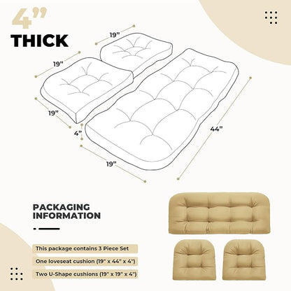 DANGHOOGY Wicker Chair Cushions, Waterproof Outdoor Loveseat Cushions - Image 2