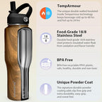 SENDESTAR 32oz Water Bottle Wide Mouth Stainless Steel Vacuum Insulated Double Wall with 2 Straw Lids Fit in Any Car Cup Holder