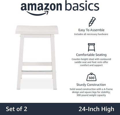 Amazon Basics Solid Wood Saddle-Seat Counter Height Bar Stools - Image 4