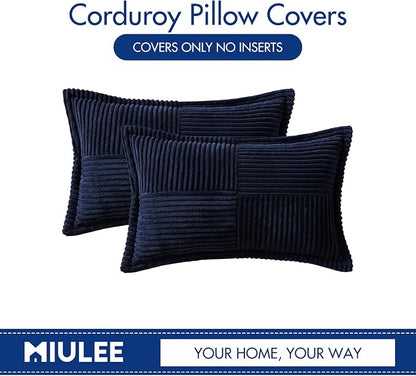 MIULEE Decorative Lumbar Throw Pillow Covers 12x20 Inch Navy Blue 2 Pack | Boho - Image 6