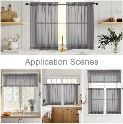 Grey Kitchen Curtains 30 Inch Length Tier 2 PCS, Solid Soft Half Curtains - Image 6