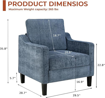 TLSUNNY Mid-Century Accent Chair, Modern Upholstered Chenille Armchair & Padded - Image 2