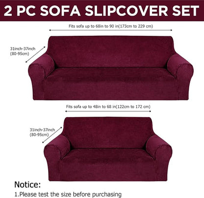 Peryiter 2 Pcs Sofa Covers Couch and Loveseat Covers Set Stretch Sofa Slipcover - Image 2