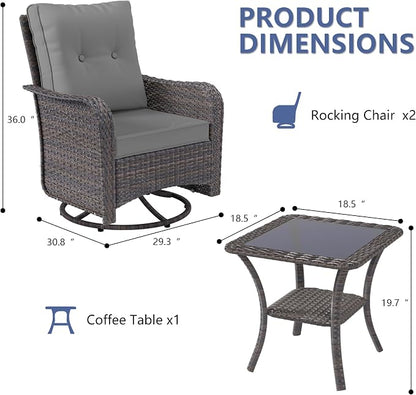 ALAULM Outdoor Swivel Rocking Chairs Set of 2 - Image 3