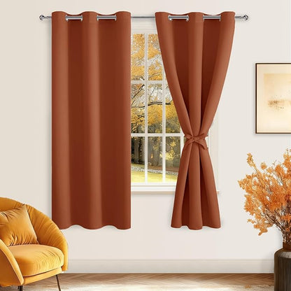 Fall Blackout Curtains for Bedroom Burnt Ochre 42 x 63 Inch 2 Panel | Thermal - Image 8