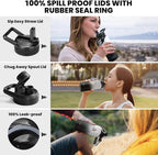 Insulated Water Bottle 32 oz, Triple Wall Vacuum Stainless Steel (Cold for 48 Hrs), Leak Proof & Non-BPA, Modern Water Flask Jug with Paracord Handle & Straw Spout Lids, Ombre: White/Black