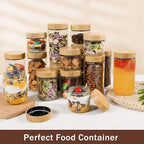 OcePor 6 Pack 16oz Glass Jars with Bamboo Lids, Over Night Oats Container with Airtight Lid, Glass Snack Storage Salad Jars For Food, Yogurt, Sugar and Flour,Coffee Bean, Cookie, Cereal